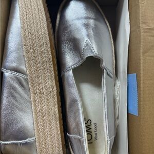 TOMS Women's Silver Espadrille Shoes